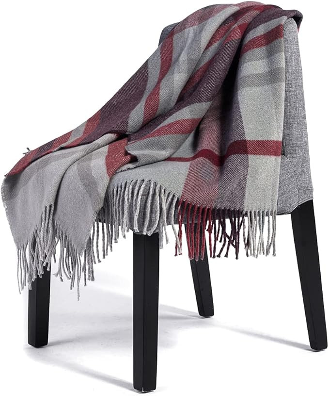 Farridoro Wool Fringe Blanket Throw 51 Inch with 67 Inch Wool Throw Blanket for Couch Bed Sofa Ca... | Amazon (US)