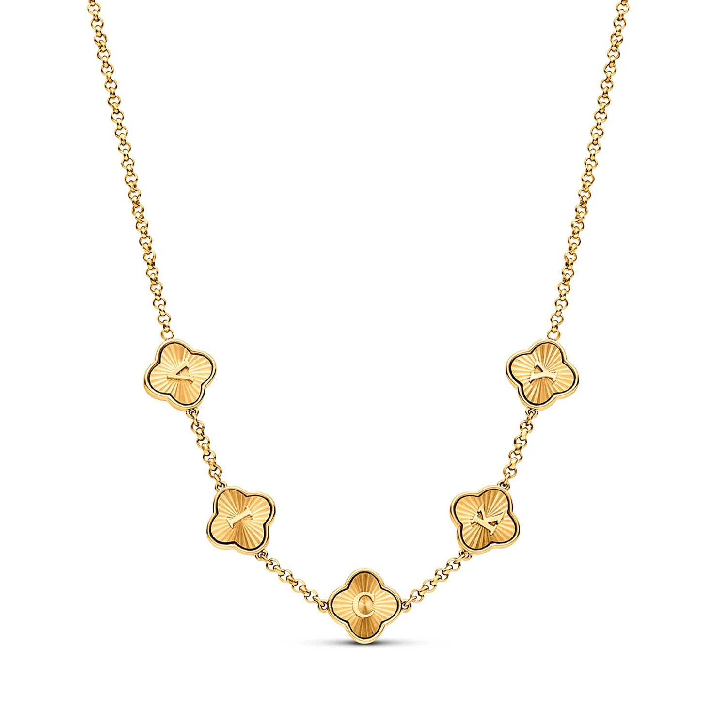 Textured Clover Custom Name Necklace (Gold) | Abbott Lyon