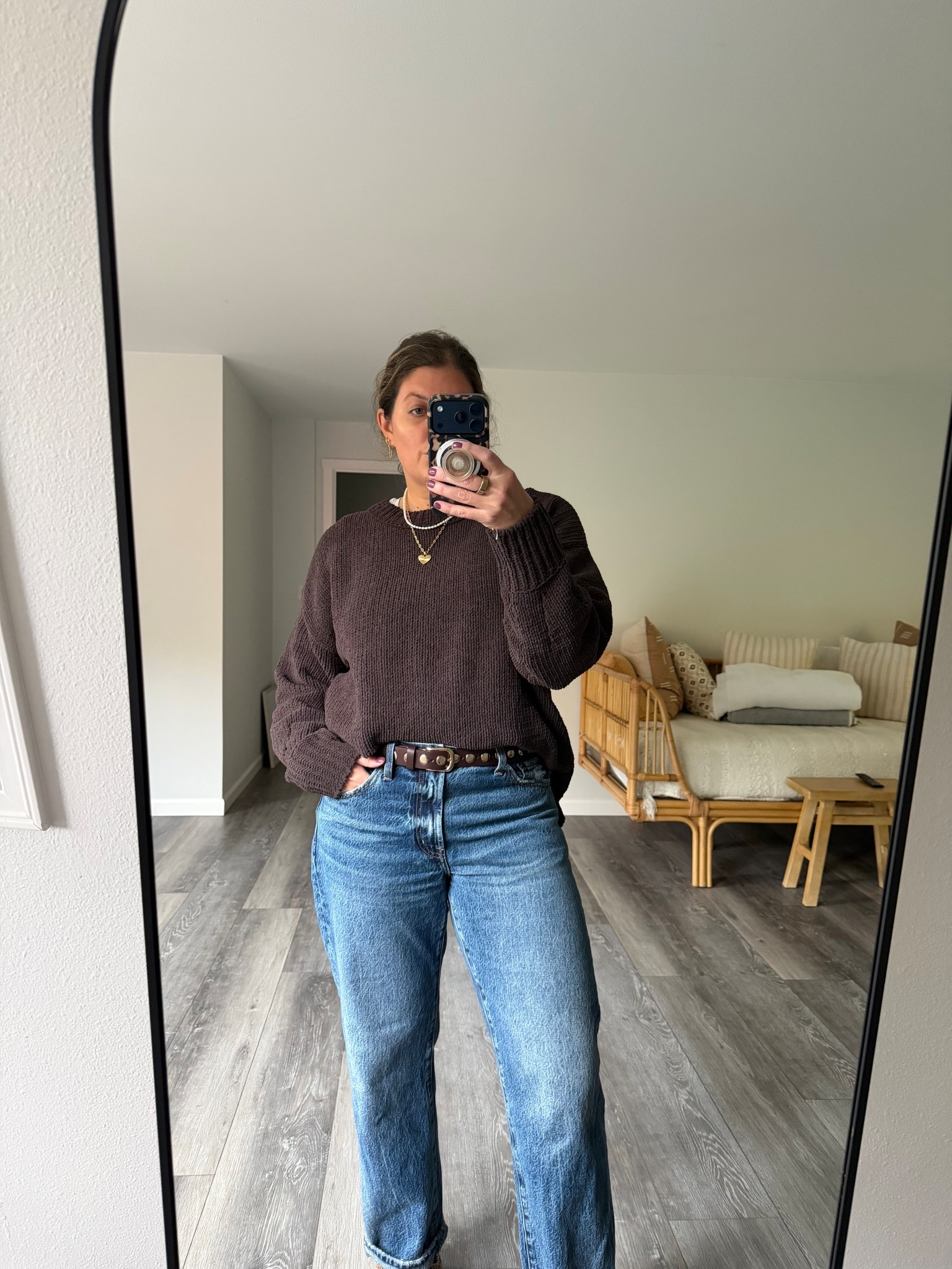 Cozy OOTD in chocolate brown 🤎

Sweater and jeans run TTS 

#LTKFindsUnder100 #LTKStyleTip #LTKFindsUnder50