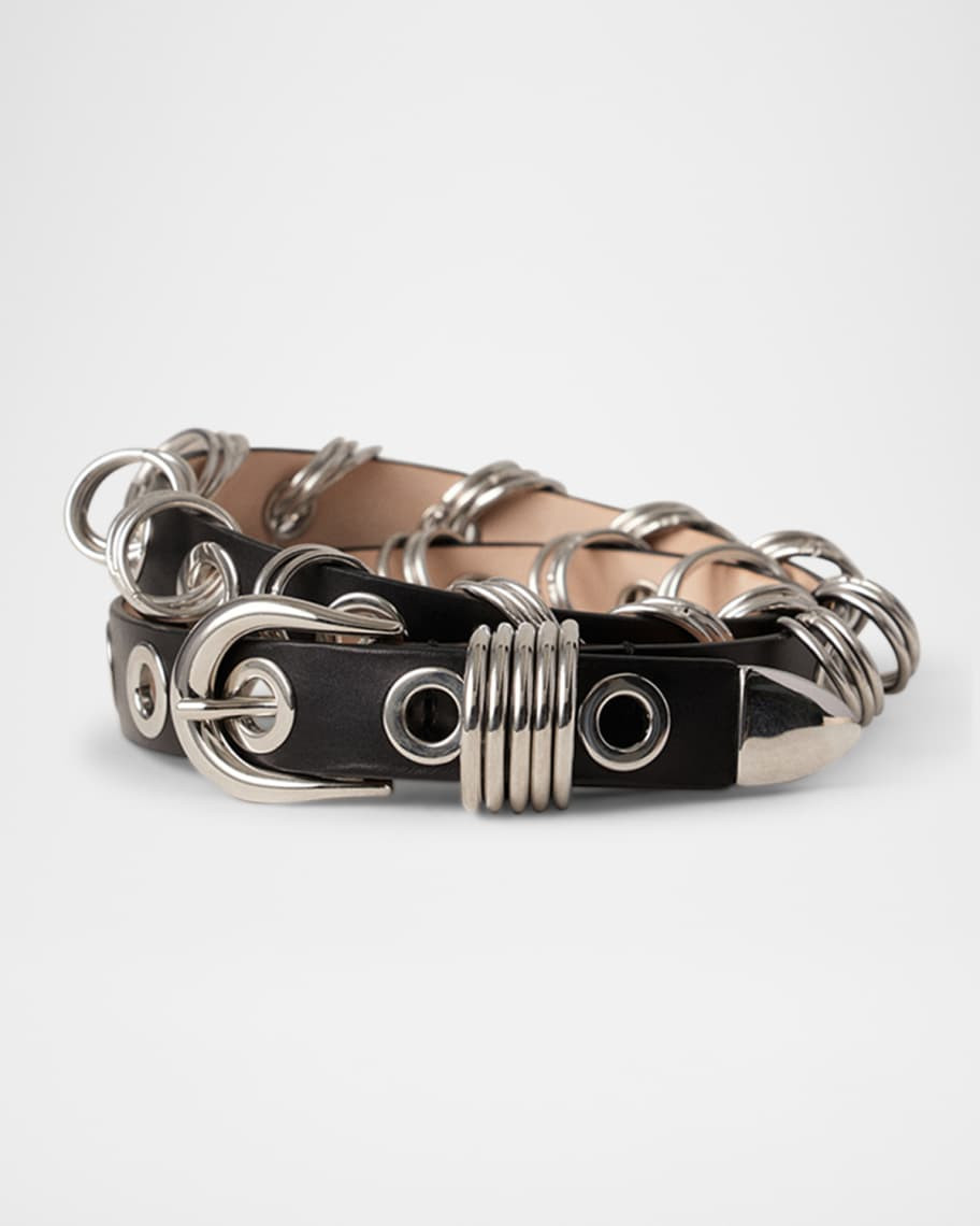 Dehanche Revenge Grommet Leather Belt | Neiman Marcus