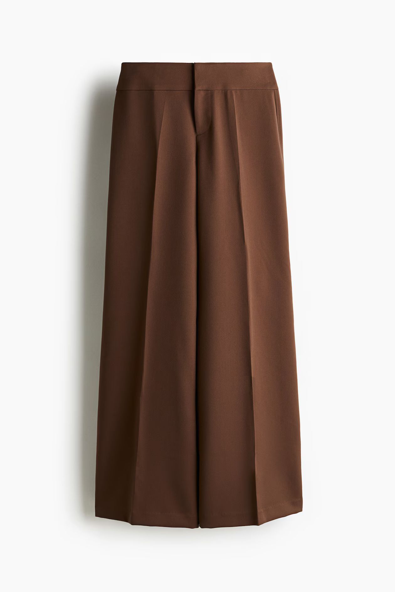 Wide-leg Dress Pants - Regular waist - Long - Dark brown - Ladies | H&M US | H&M (US + CA)