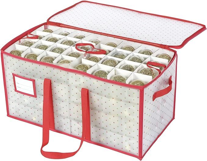 Sattiyrch Plastic Christmas Ornament Storage Box with Dual Zipper Closure - Box Contributes Slots... | Amazon (US)