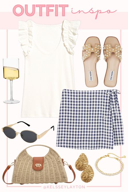 Outfit idea, old navy, summer style, gingham skort, Pearl sandals, Amazon bag

#LTKShoeCrush #LTKSaleAlert #LTKFindsUnder50