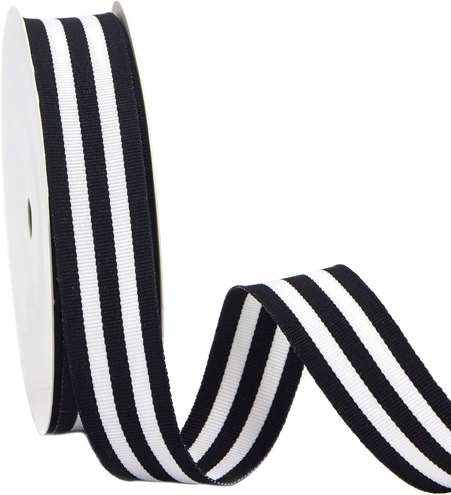 Ribbli Black and White Striped Grosgrain Ribbon,7/8-Inch x10-Yard,Use for Gift Wrapping,Party Dec... | Amazon (US)