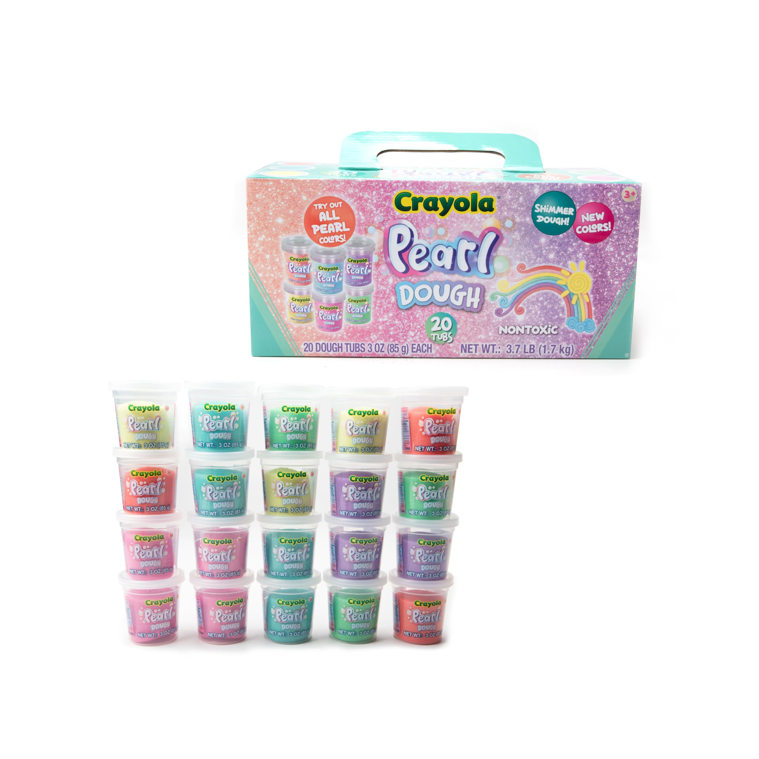 Crayola Dough - Pastel Play Dough with Pearl Special Effects | 20 Tubs of 3oz Pearlized Sparkle in 6 Pastel Colors | Non Toxic Playdough for Home, Party Favors, Preschool and Classroom Supplies | Amazon (US)