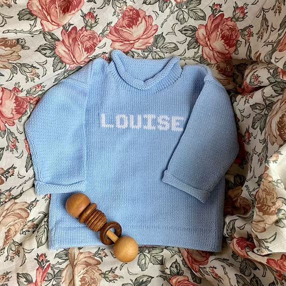 Custom Knit Pullover Name Sweater for Baby and Kids | Etsy (US)