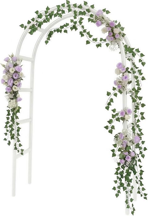 RUBFAC 7.8ft Metal Wedding Arch Frame, White Garden Trellis for Climbing Plants Outdoor, Garden A... | Amazon (US)