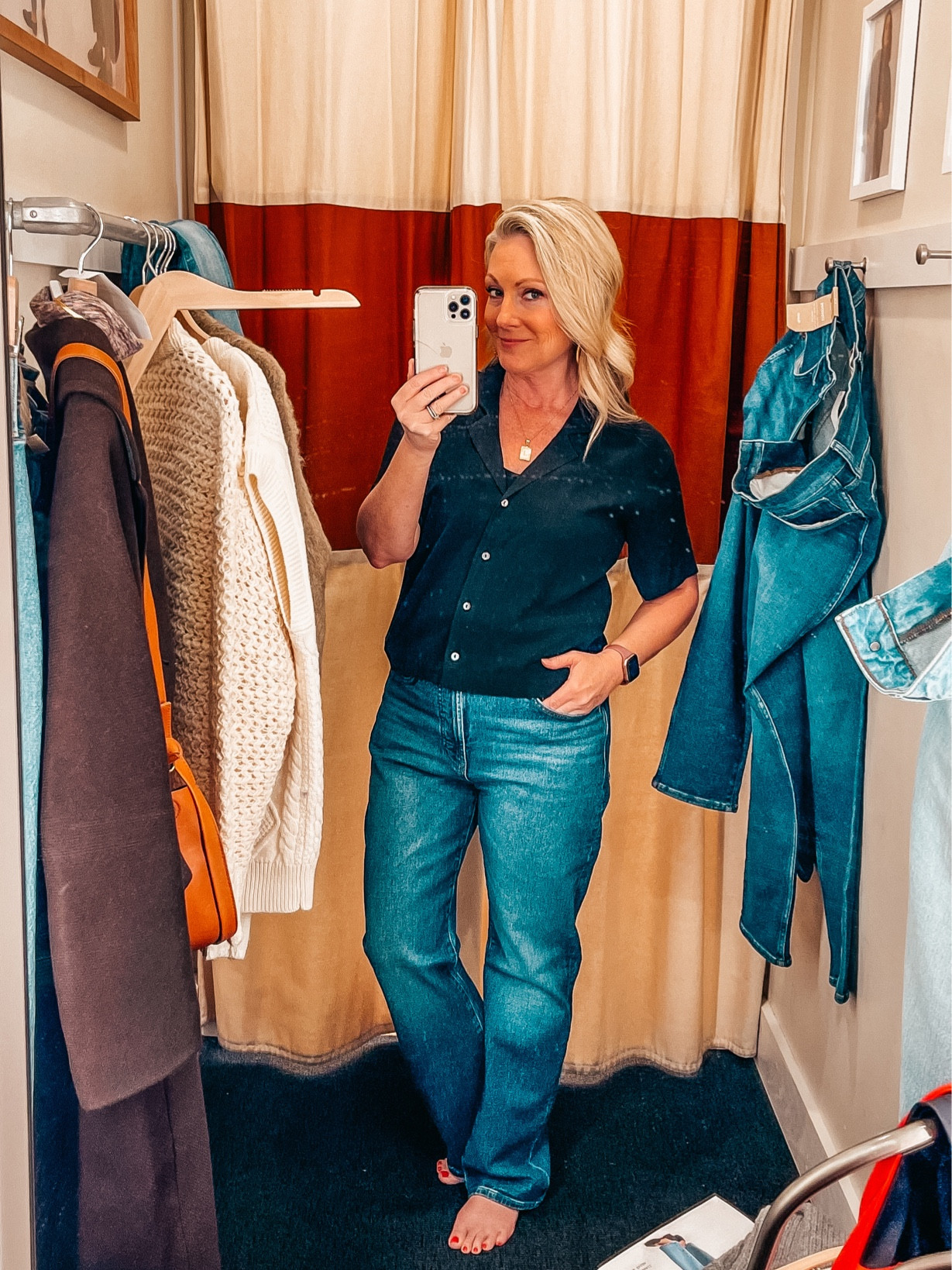 Who doesn’t love a good resort top? Back in the day, they used to call them “camp shirts.” Either way, I like the style! 

This is Madewell’s Button-Front Resort Shirt in Lusterweave. The color is black. It is a great length, so you won’t need to tuck it. Jeans are also Madewell, 90s Straight in Barlow Wash. 

Resort wear
Resort top
Button up short sleeve top
Black blouse 
Casual top
Fall outfit idea 
Bracha Initial Pendant Necklace 

#LTKsalealert #LTKover40 #LTKxMadewell