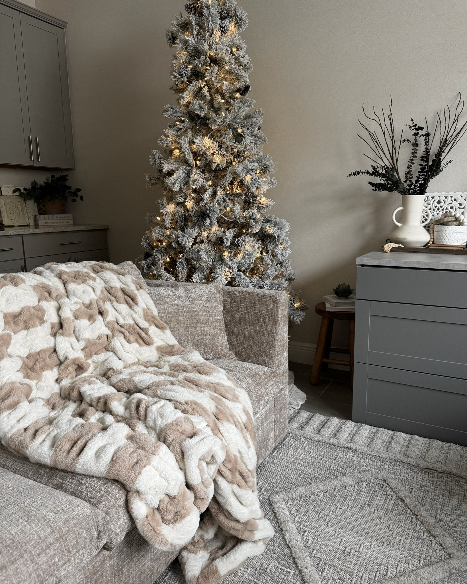 The desk top is the 74x26 laminate counter top from IKEA in “light gray/concrete” and I just got two lower cabinets for the base of the desk. 
And the chenille sofa was from HomeGoods and for the life of me I can’t find even after trying Google Lens so I linked some similar ones 😭😭 

#LTKSeasonal #LTKHome #LTKSaleAlert