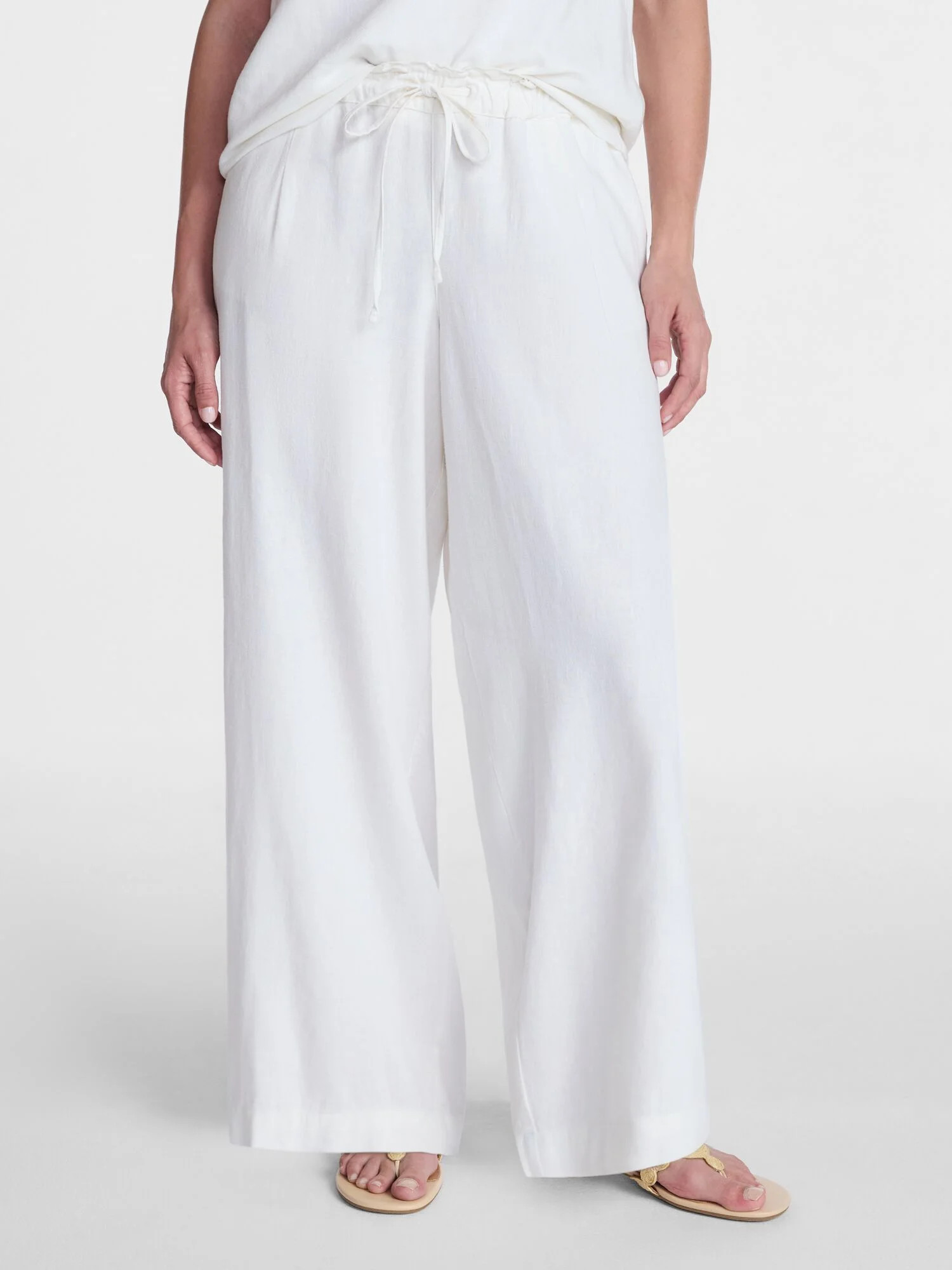 Time and Tru Women's Wide Leg Linen Blend Pants, Sizes XS-XXXL | Walmart (US)