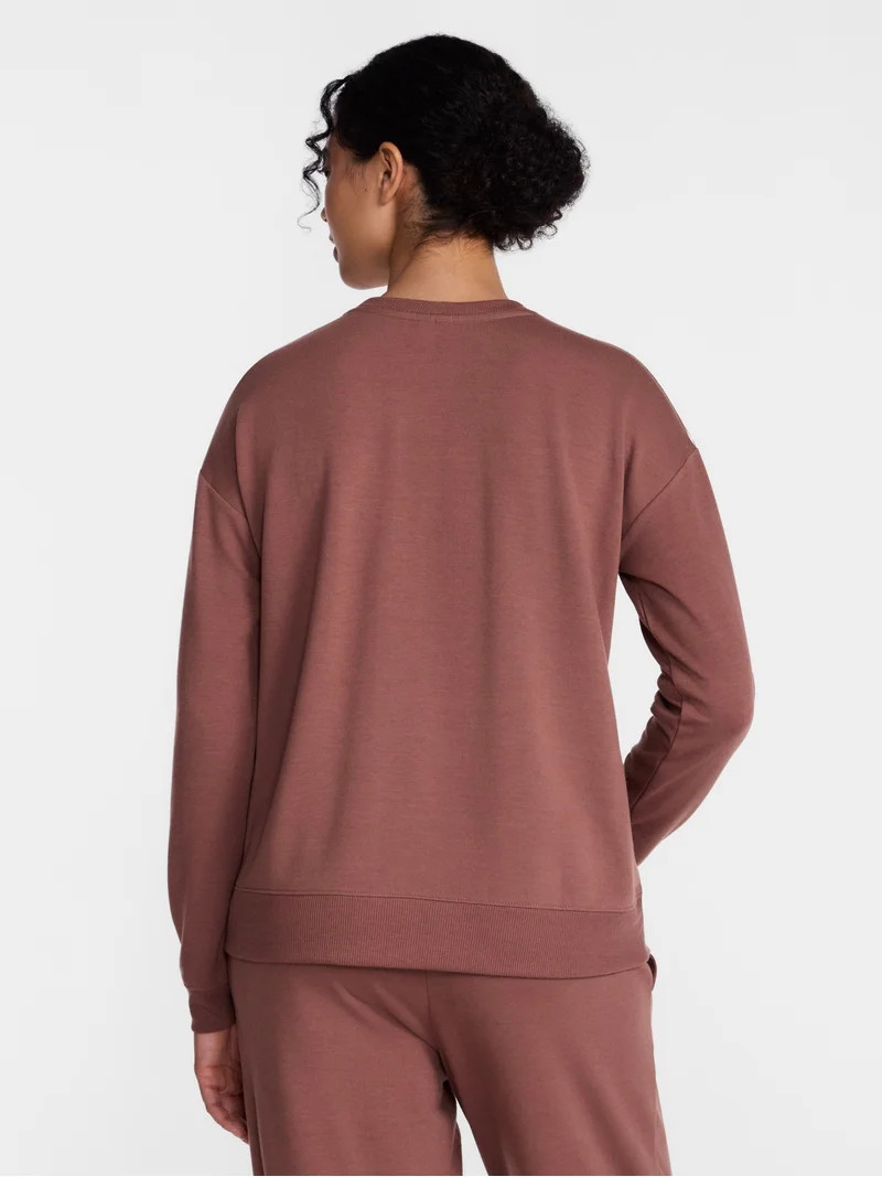 Joyspun Women's Fleece Lounge Sleep Top with Long Sleeves, Sizes XS-3X | Walmart (US)
