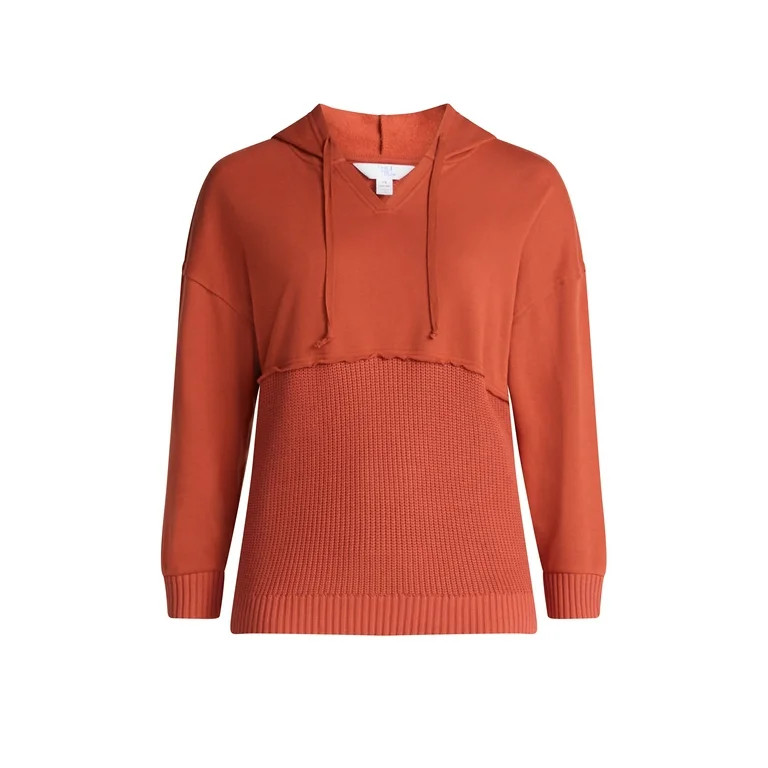 Time and Tru Women's and Women's Plus Mixed Media Hoodie, Sizes XS-4X | Walmart (US)