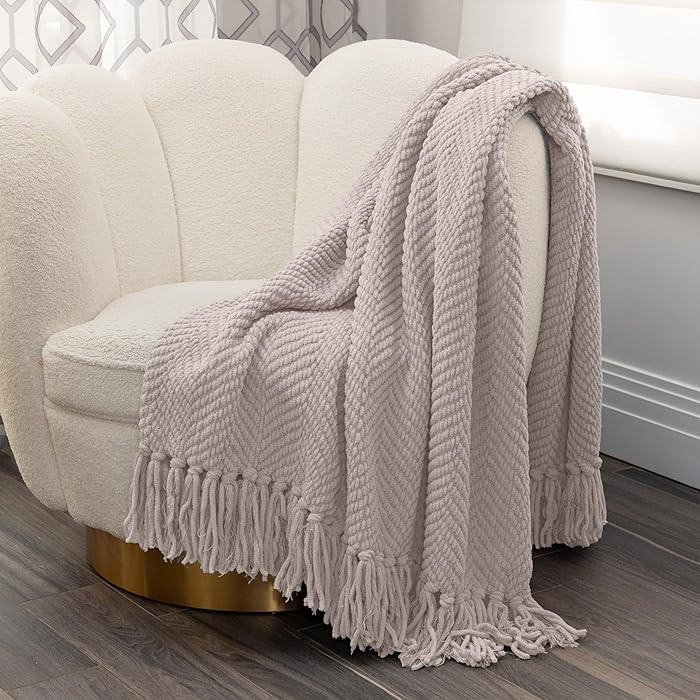 Nicole Miller Chloe Textured Soft Knit Throw Blanket with Tassels – for Home, Couch, Bed, Livin... | Amazon (US)