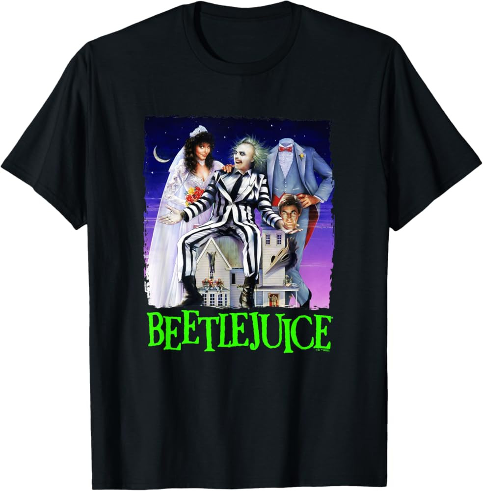 Beetlejuice Spooky Vintage Title Movie Poster T-Shirt | Amazon (US)