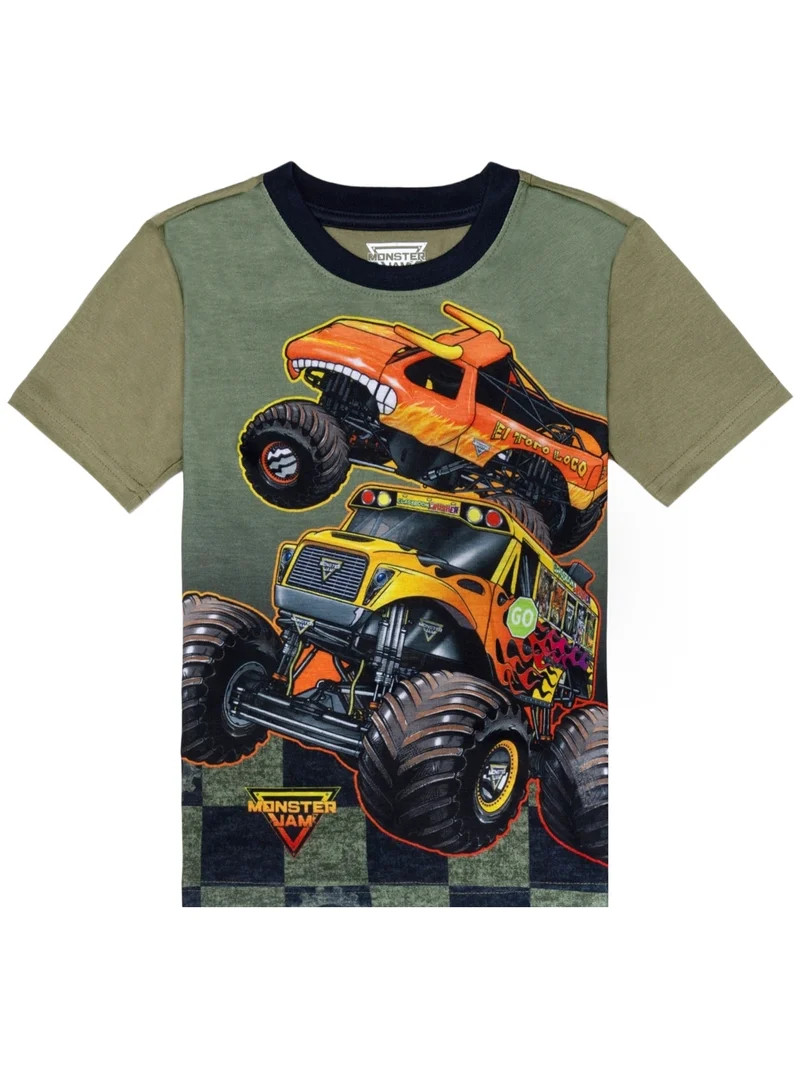 Monster Jam Boys Short Sleeve Top and Pant Pajama Set, 2-Piece, Sizes 4-12 | Walmart (US)