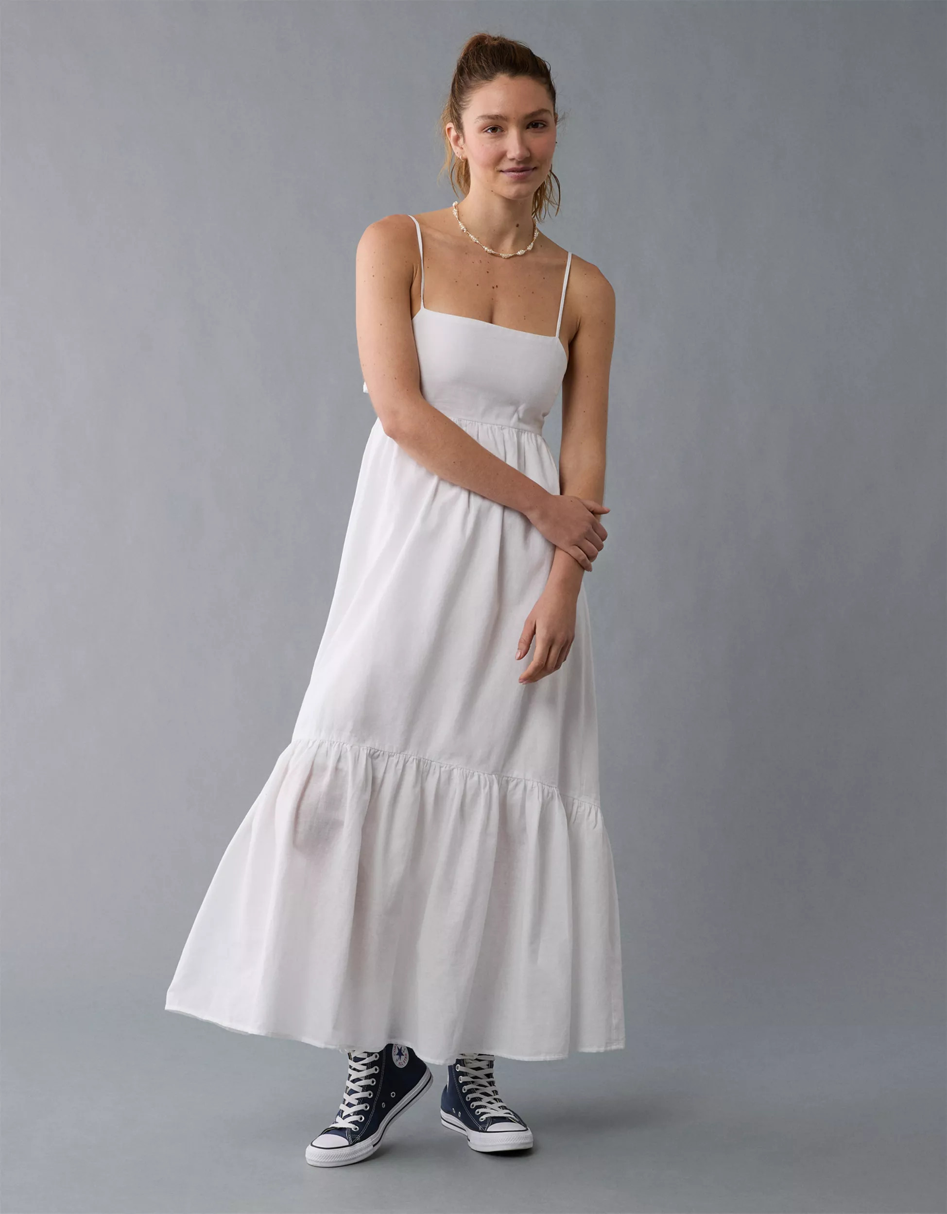 AE Tie Back Babydoll Maxi Dress | American Eagle Outfitters (US & CA)