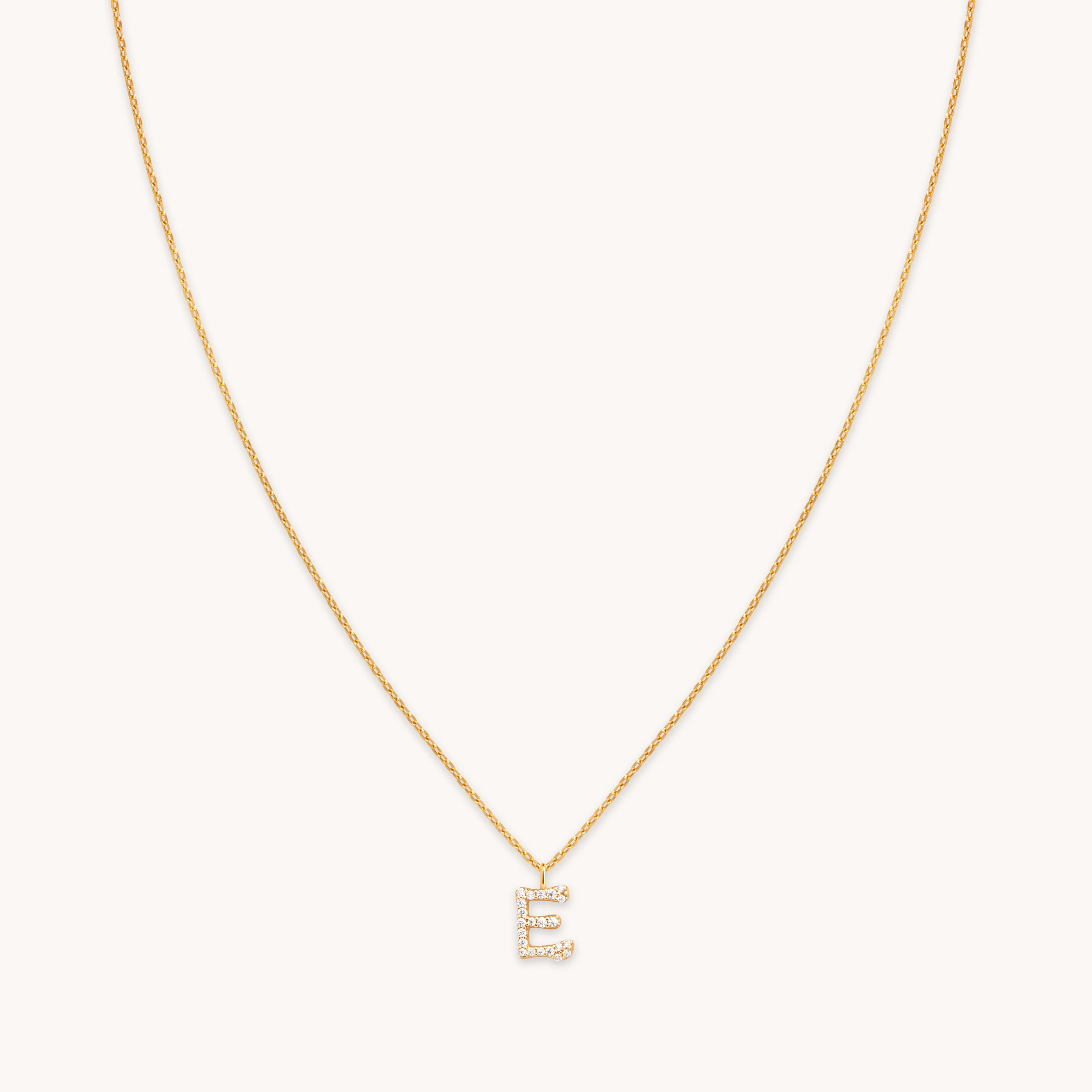 E Pavé Initial Gold Necklace | Astrid & Miyu Necklaces | Astrid and Miyu