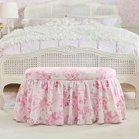 LoveShackFancy Skirted Oval Storage Bench (33.5") | Pottery Barn Teen