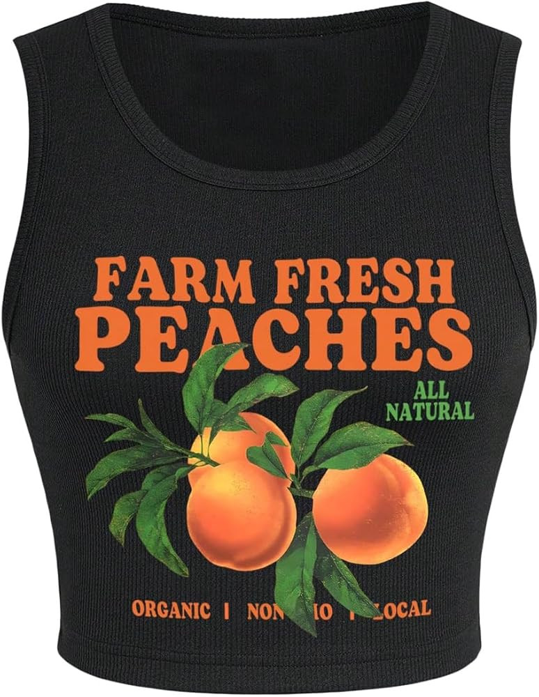 WDIRARA Women's Letter Print Graphic Round Neck Sleeveless Rib Knit Crop Tank Top | Amazon (US)