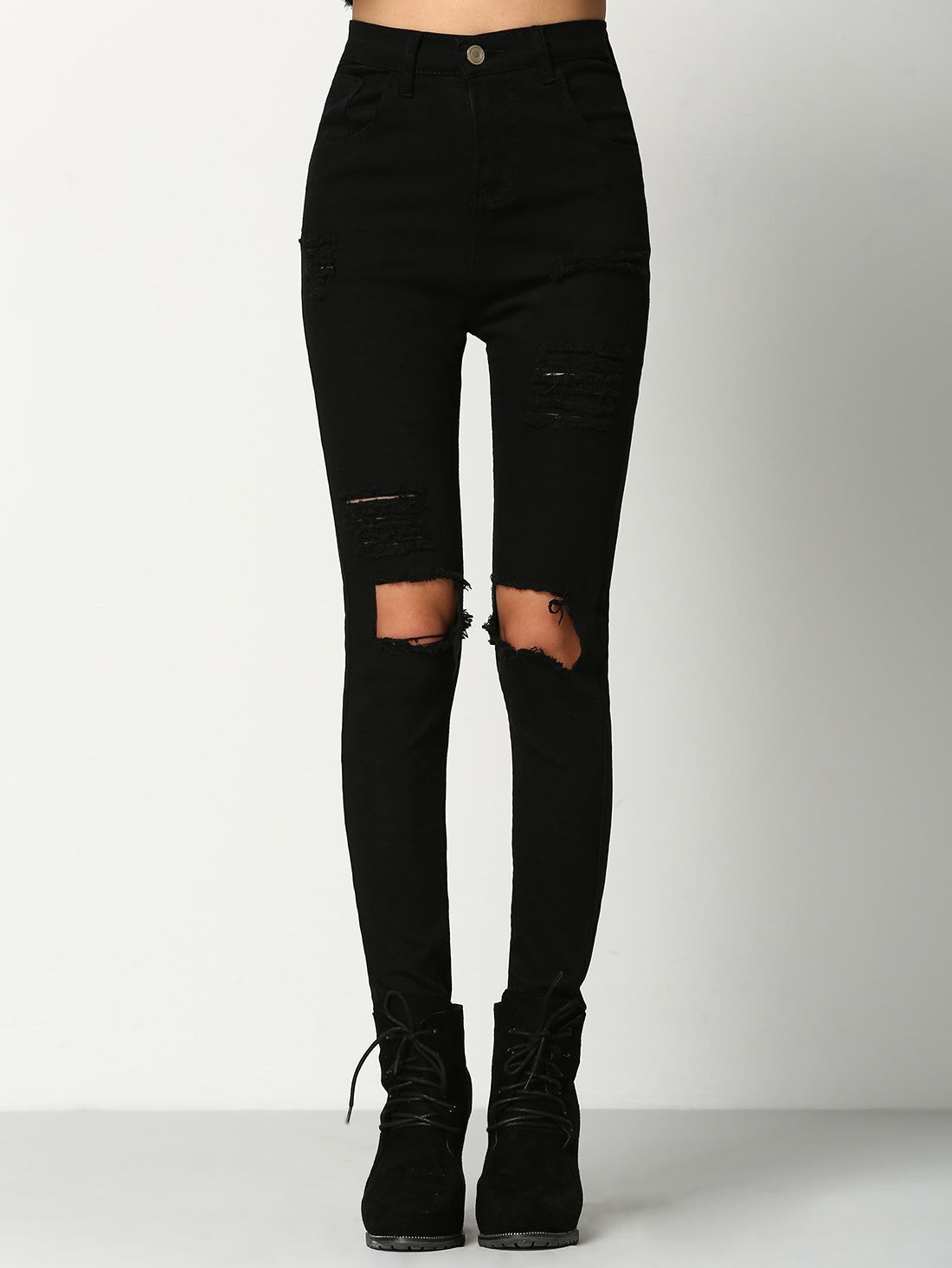 Pull-On Ripped Jeggings | SHEIN