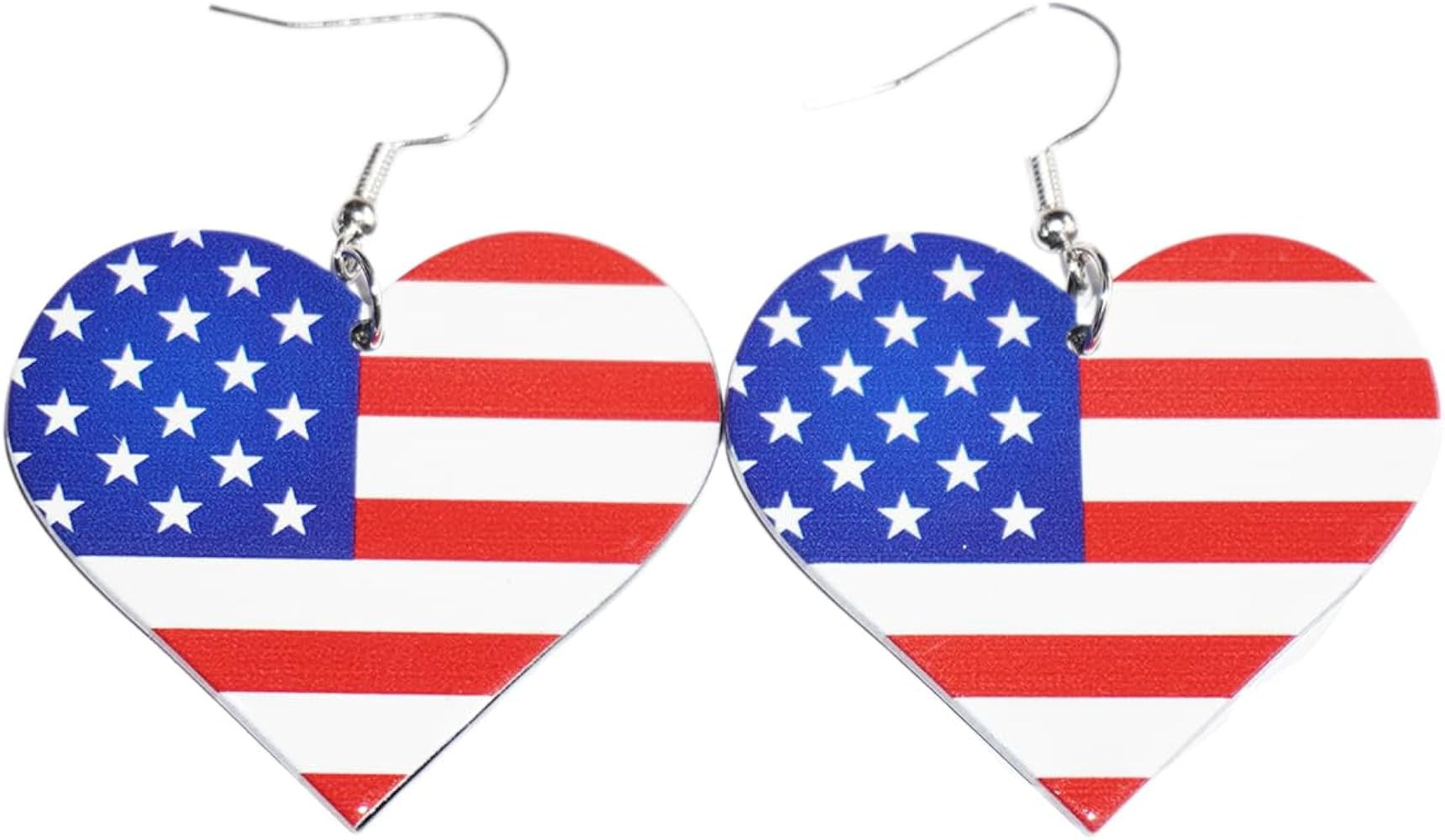 Women Adult Patriotic Dangle Drop Stud Earrings, 4th of July Red White Blue USA Star Earrings Ame... | Amazon (US)