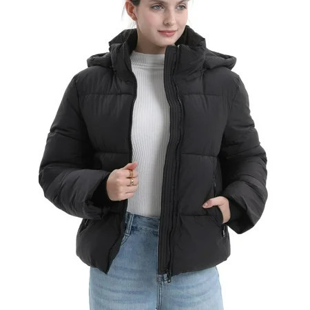 PUFFIT Women Puffer Jacket Hood Winter Water Repellent Wind-resistant Ladies Classic Quilted Padded Coat Big Pocket | Walmart (US)