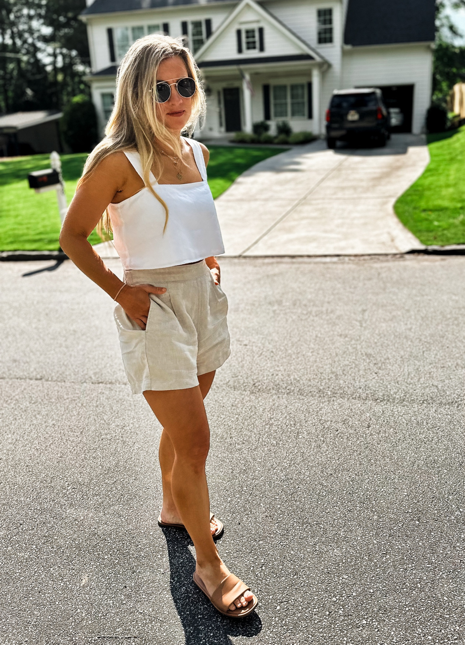 Linen top medium
Linen shorts small. Need an XS 
summer outfit 

#LTKSeasonal #LTKsalealert #LTKxMadewell