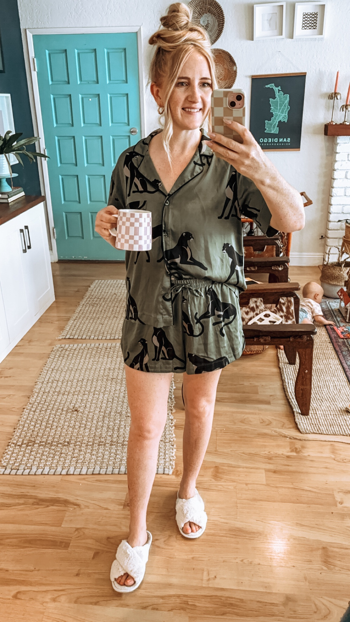 Cutest little pjs, so soft! 💤 Wearing L, they fit TTS. Super soft satin.  Also some of my staple furry slippers and checkered mug ☕️

Satin pajamas, silk pajamas, fun pajamas, Saturday look, lazy look, cozy look, lounge look, target style, target new arrivals, cute pajamas, cute pjs, fun pjs, checkered mug, furry slippers

#LTKStyleTip #LTKFindsUnder100 #LTKFindsUnder50