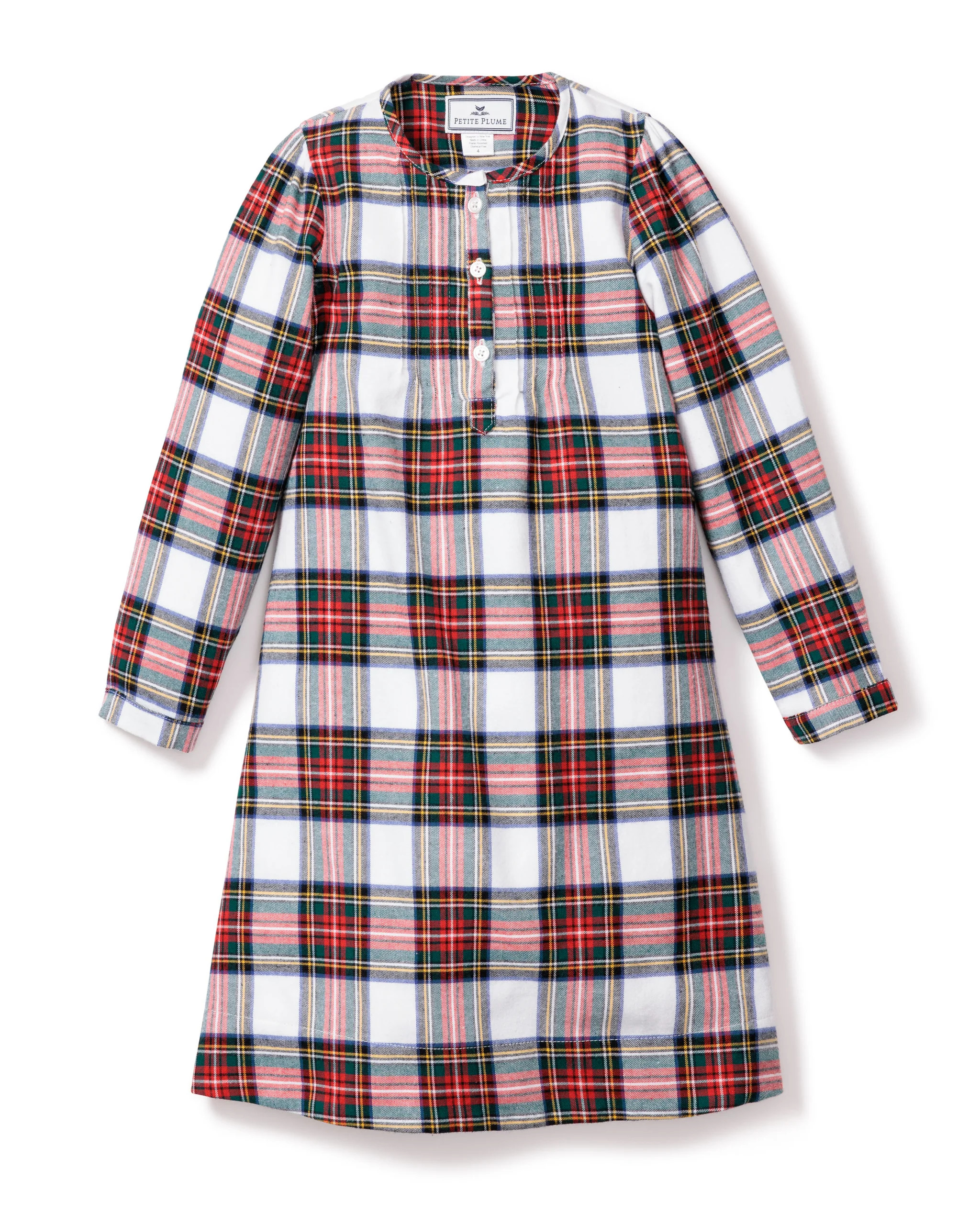 Girl's Brushed Cotton Beatrice Nightgown in Balmoral Tartan | Petite Plume
