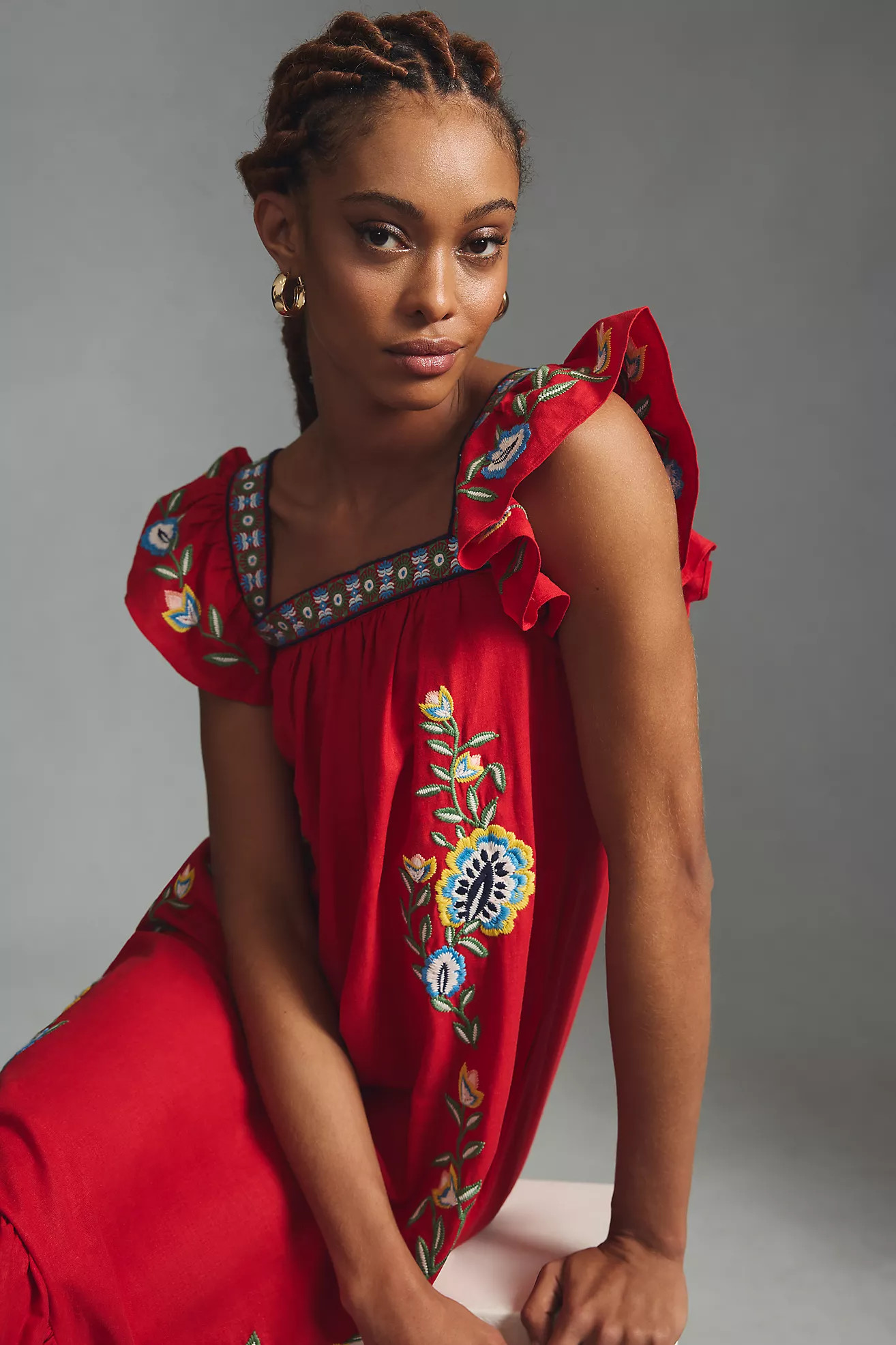 Farm Rio Embroidered Square-Neck Dress | Anthropologie (US)