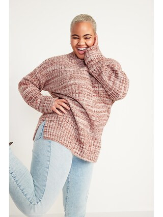 Mock-Neck Rib-Knit Tunic Sweater for Women | Old Navy (US)