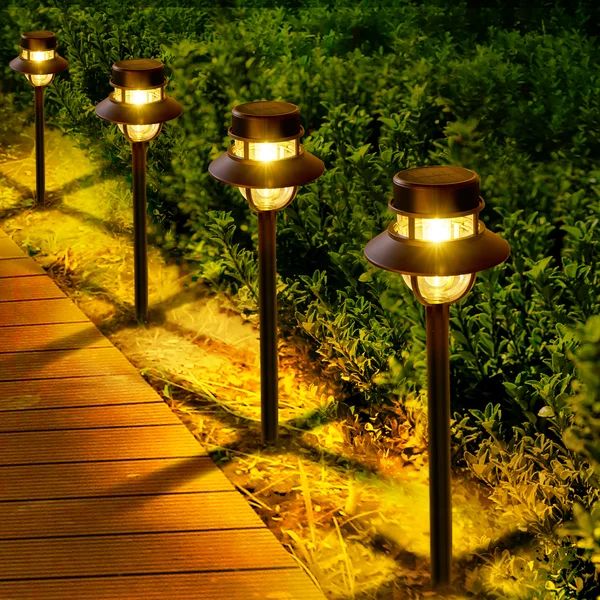 Black Low Voltage Solar Powered Integrated LED Pathway Light (Set of 6) | Wayfair Professional