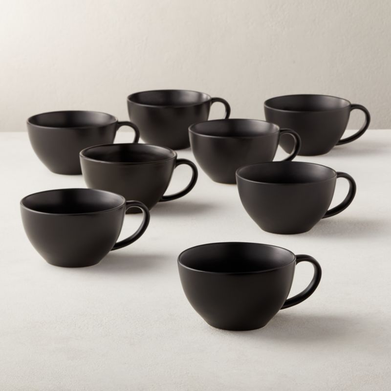 Crisp Modern Matte Black Mugs Set of 8 + Reviews | CB2 | CB2