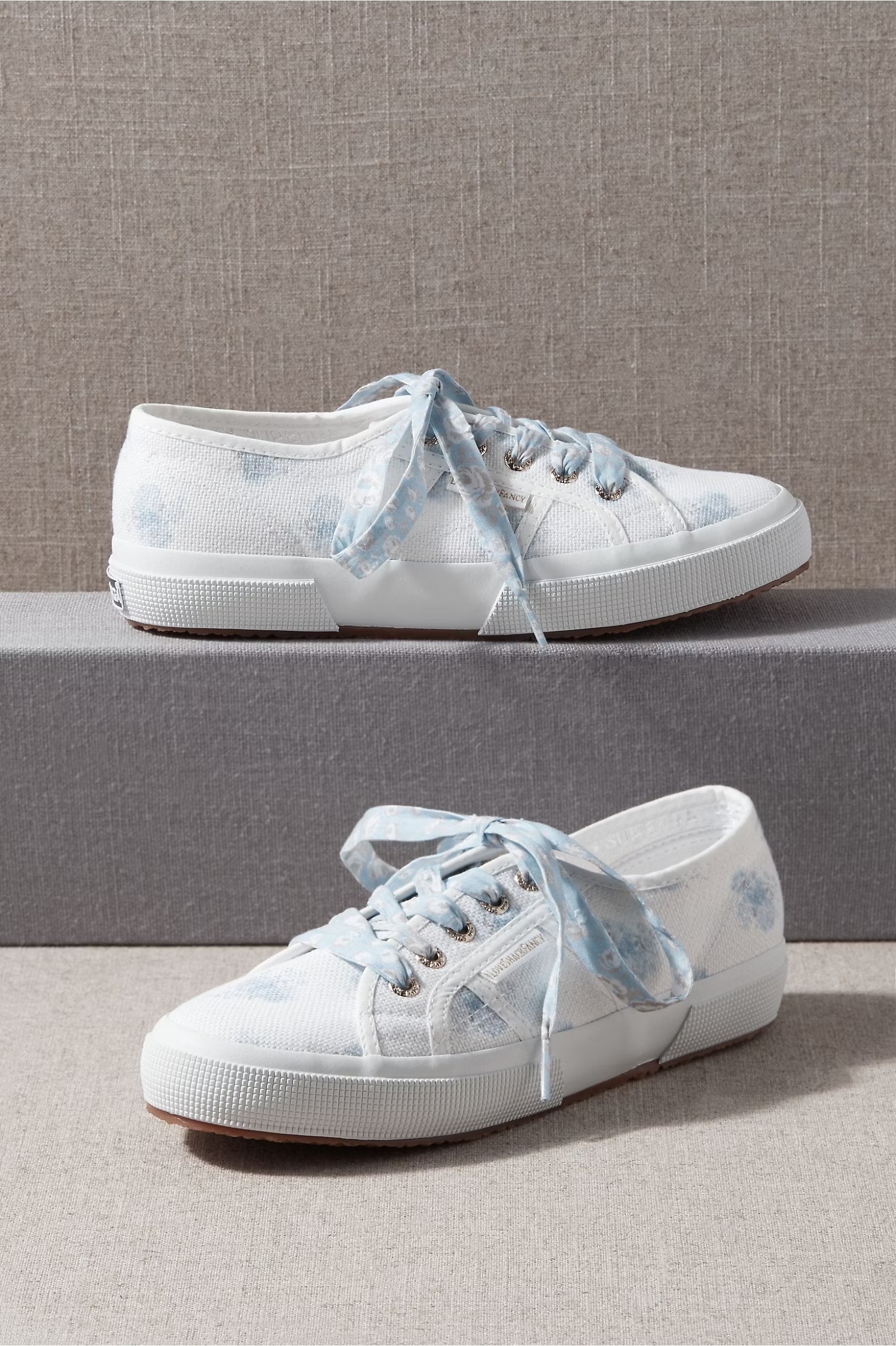 BHLDN's Superga LoveShackFancy x Superga Abelia Sneakers in White/Blue | BHLDN