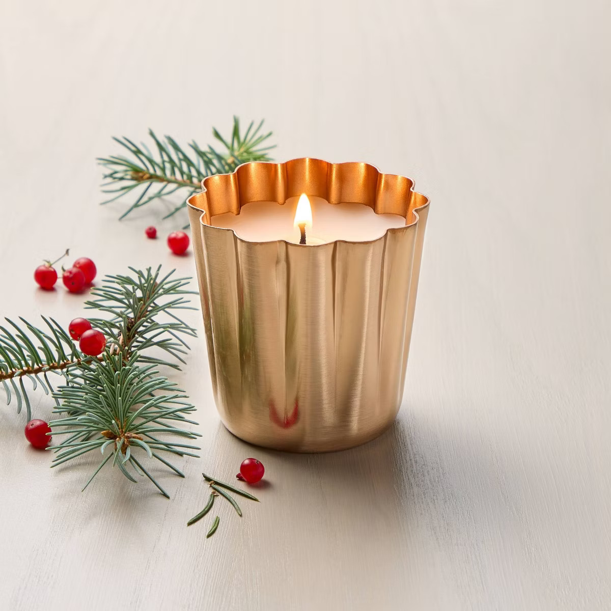 Pleated Brass Christmas Votive Candle 5.5oz - Hearth & Hand™ with Magnolia | Target