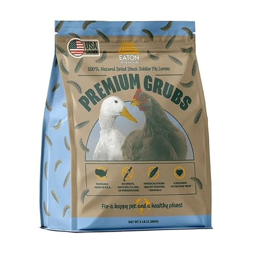 Eaton Pet and Pasture Premium Grubs, USA Grown Dried Black Soldier Fly Larvae, High Calcium Treat for Chickens, Ducks, Wild Birds (5 LB) | Amazon (US)