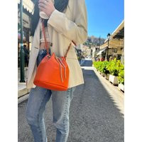 Orange Leather Bucket Bag, Small Purse, Crossbody Bag Women, Gift For Her, Made From Full Grain - Ju | Etsy (US)