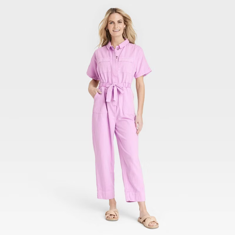 Women's Short Sleeve Button-Front Boilersuit - Universal Thread™ | Target