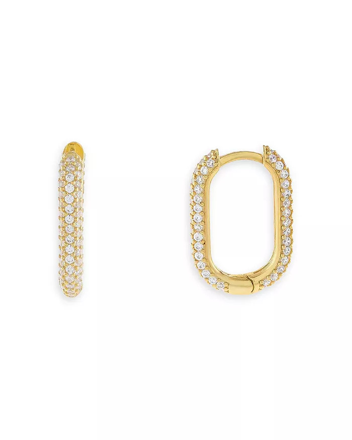 Mini Pavé Oval Huggie Hoop Earrings in Gold Vermeil Sterling Silver | Bloomingdale's (US)