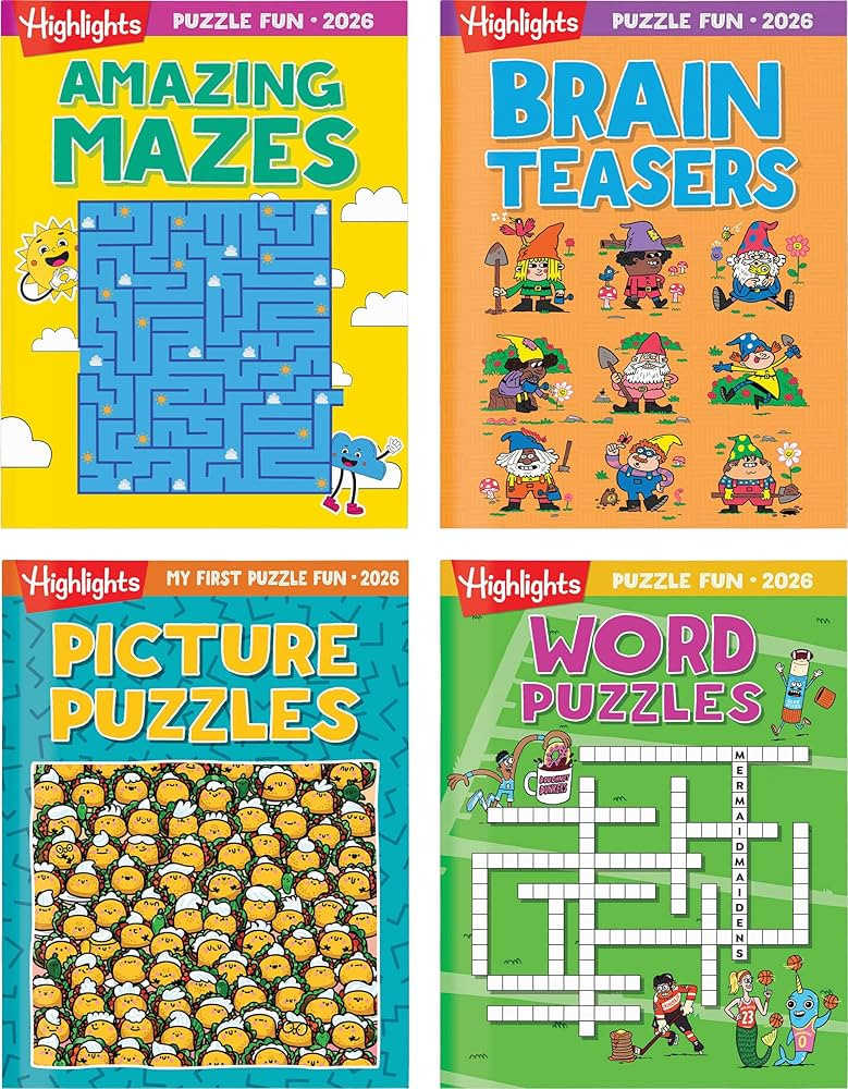 2026 Puzzle Fun Activity Book Gift Set for Kids 6 and Up, 4 Fun Books with Brain Teasers, Mazes, ... | Amazon (US)