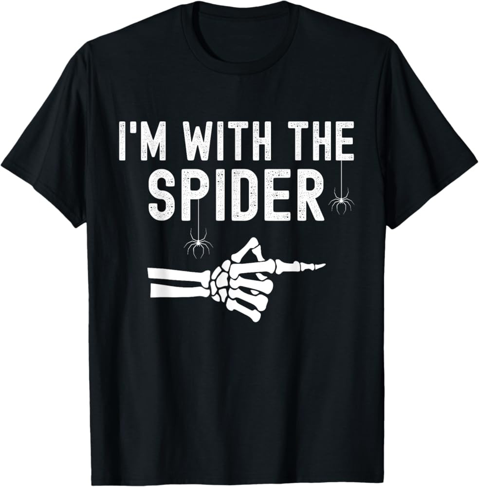 I'm With Spider Funny Skeleton Halloween Couples Matching T-Shirt | Amazon (US)