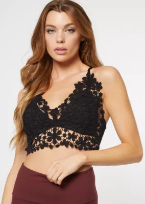 Mustard Crisscross Floral Crochet Bralette | rue21