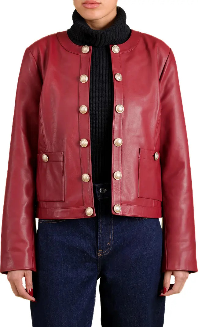 Genuine Leather Collarless Lady Jacket | Nordstrom Rack