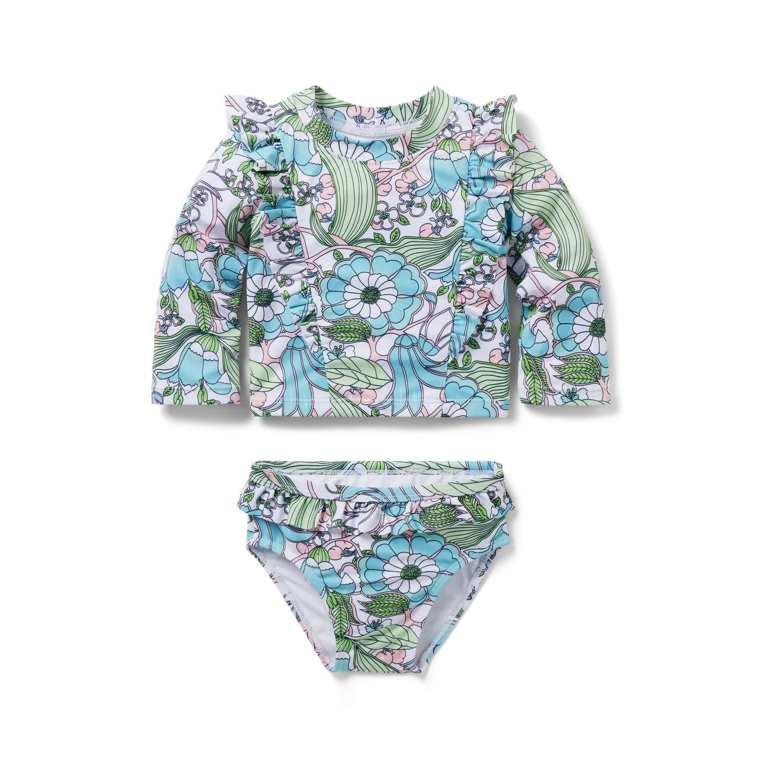 Baby Floral Ruffle Recycled Rash Guard Set | Janie and Jack