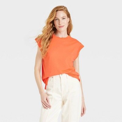 Women's Extended Shoulder T-Shirt - A New Day™ Orange XL | Target