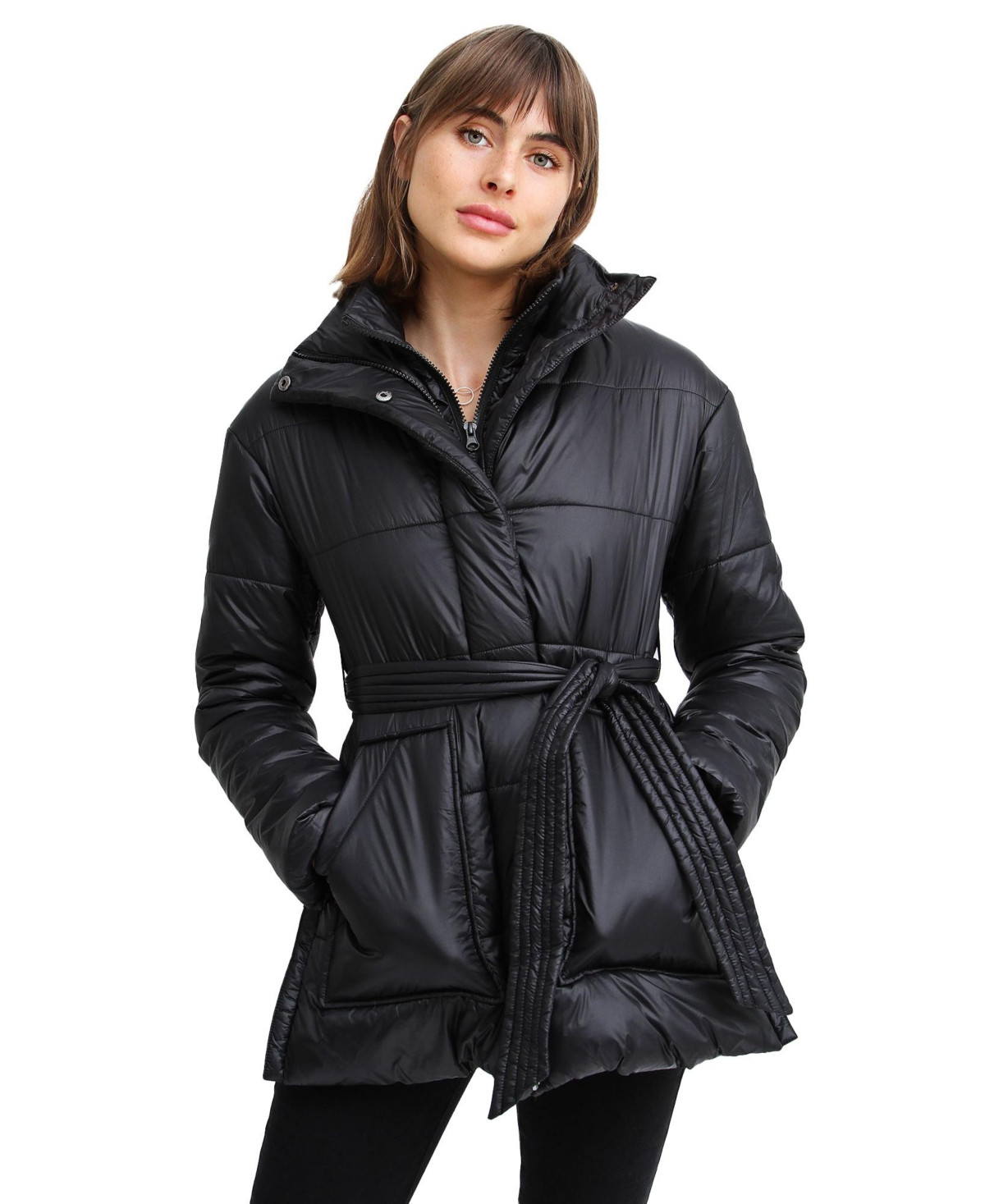 Belle & Bloom Women's Moonrise Belted Puffer Jacket - Black | Macy's