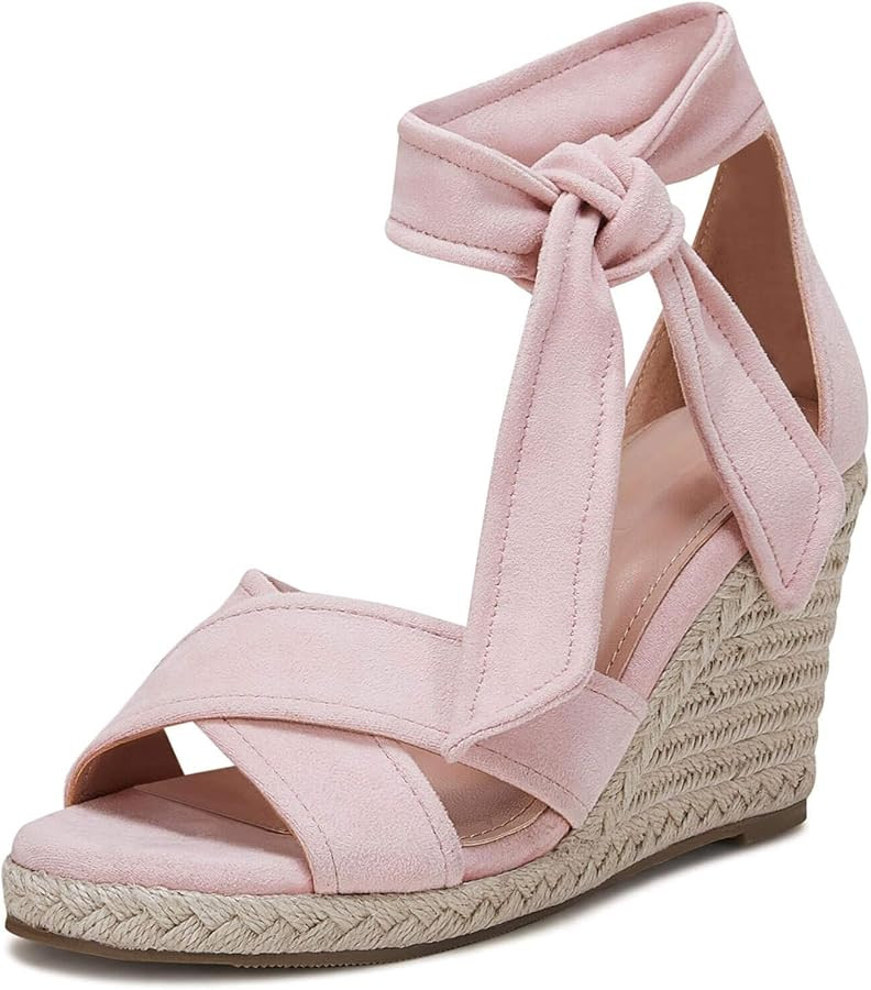 LAICIGO Women's Lace Up Espadrille Wedge Sandals Open Toe Platform Ankle Strap Summer Dress Shoes | Amazon (US)