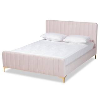 Nami Light Pink Queen Platform Bed | The Home Depot