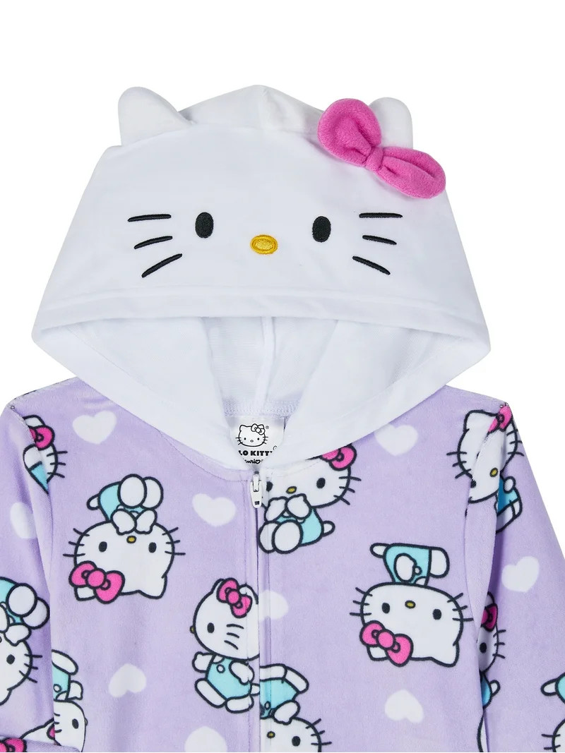 Hello Kitty Girls Hooded Union Suit Pajama, Sizes 4-12 | Walmart (US)