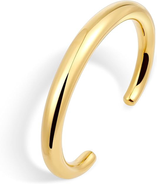 Gold Cuff Bangle Bracelets For Women Chunky 18k Gold Plated Stainless Steel Bracelet Girls Non Ta... | Amazon (US)